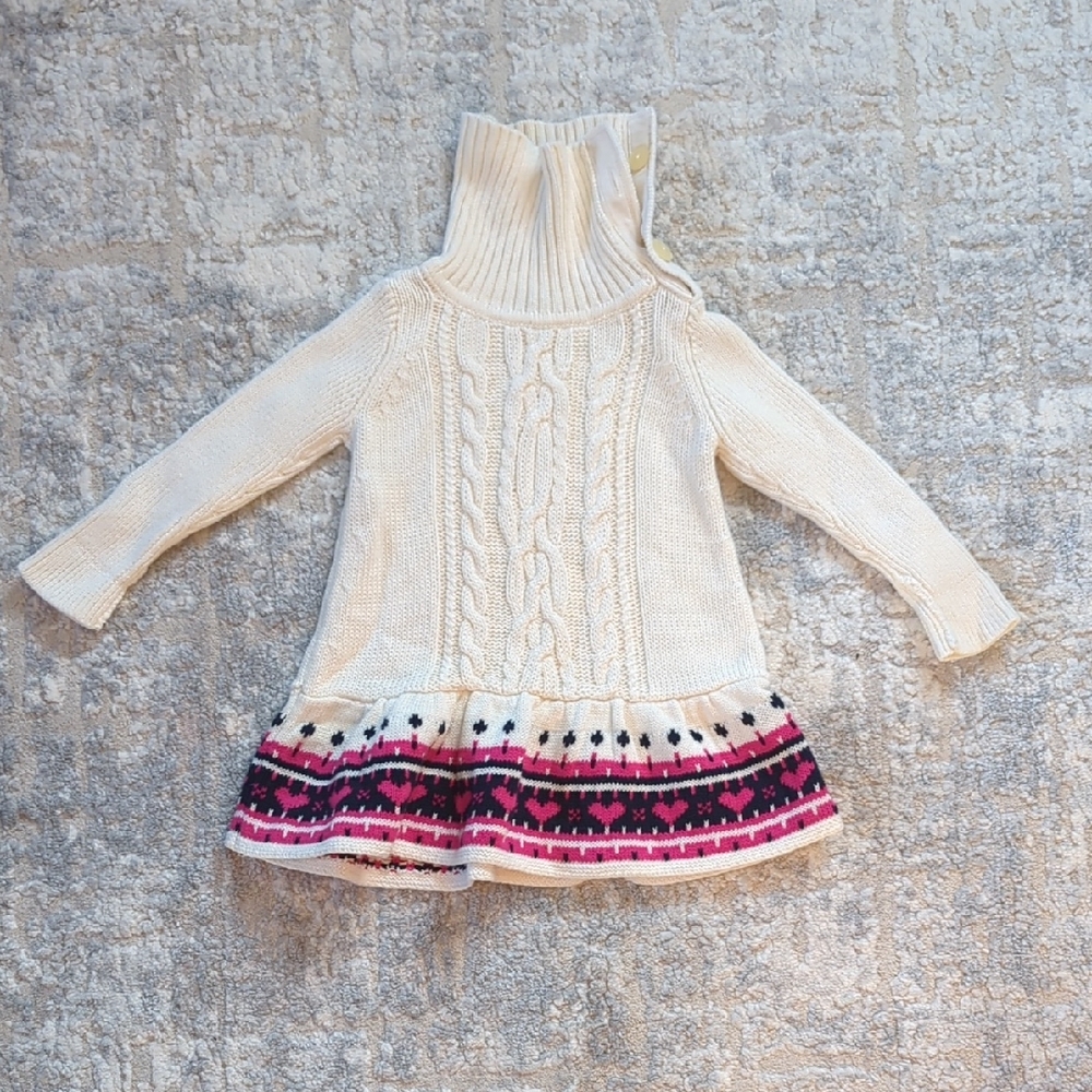 GAP Cream and Pink Knit Sweater Dress Size 3-6 Months